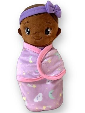 Gi go Toys Factory Baby Doll Plush Pink Purple Swaddle 8in